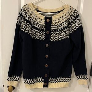 Women's Navy and Cream Nordic Patterned Sweater